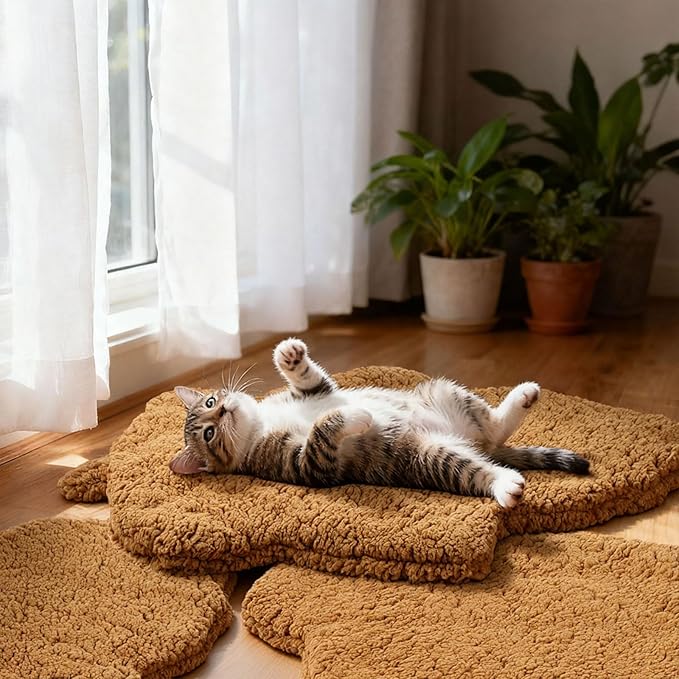 3 Pack Self Warming Pet Bed Leaf Shape Self Heating Cat Dog Mat Washable Thermal Sleeping Pad for Indoor Outdoor Hedgehog, Bunny, Sugar Glider, Rat, Chinchilla(Orange,Large-19 x29)