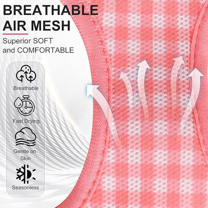 AIITLE Breathable Mesh Dog Vest Harness, No Pull Escape Proof Vest Harnesses with Reflective Bands, Adjustable Plaid Pet Outdoor Harnesses for Small and Medium Dogs Watermelon M