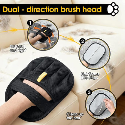 Pet Hair Removal Glove for Dogs & Cats;Upgraded Thickened with Static Technology Reusable for Carpets Clothes Sofas Bedding & More