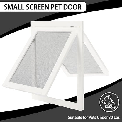TonGass 7.87" x 9.84" Pet Screen Door Flap Compatible with Doggy Fits Dogs & Cats Under 30 Lbs, Small Dog Doors Flaps, Cat Screen Window Door Flap for Exterior Porch Screen and Window Screen - White