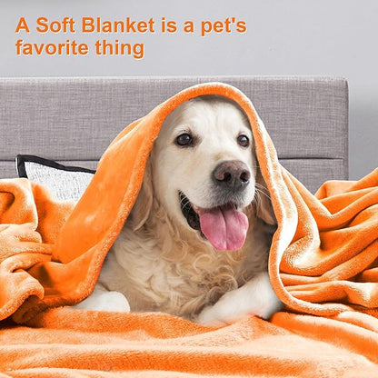 DREAMNINE Super Large Soft Fall Fluffy Fleece Bed Blanket Queen Size 90" x 90", Luxury Decorative Fuzzy Halloween Blanket for Bedroom,Big Cozy Shaggy Warm Flannel Blankets for Winter Autumn Pet,Orange
