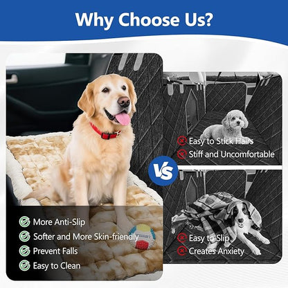 Thickened Dog Bed for Car Back Seat, Upgraded Bottom Non-Slip，Fits Hard Bottom car seat Cover for Dogs, Premium Mixed Color ，Dog Car Seat Cover