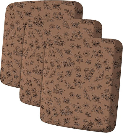 ANARACHON Leather Look Couch Cushion Covers Sofa Seat Slipcovers Sets Couches Furniture Protector for Sectional Armchair Loveseat Pets Kids Stretch Spandex Fabric (3 Cushion Sofa, Brown 01Flower)