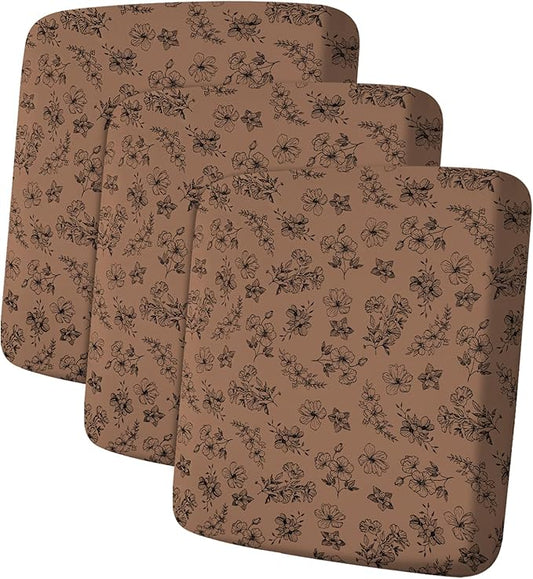 ANARACHON Leather Look Couch Cushion Covers Sofa Seat Slipcovers Sets Couches Furniture Protector for Sectional Armchair Loveseat Pets Kids Stretch Spandex Fabric (3 Cushion Sofa, Brown 01Flower)