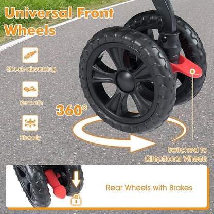 PETSITE Double Pet Stroller, Foldable Double Dog Stroller with 2-Seater Carrier, Adjustable Sunshade, Removable Pad, Safety Belt, Storage Basket, 4-Wheel Pet Travel Cart for 2 Puppies & Cats (Grey)