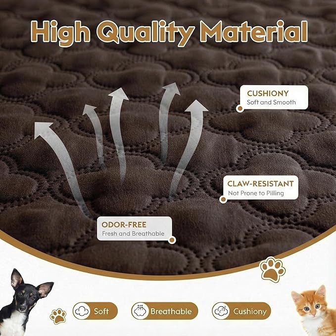 FunFurry Waterproof Dog Blanket, Couch Cover for Dogs Washable, Reversible Dog Bed Cover, Couch Furniture Protector. (Dark＆Light Brown, 82 X 82 Inch - 1 Pack)