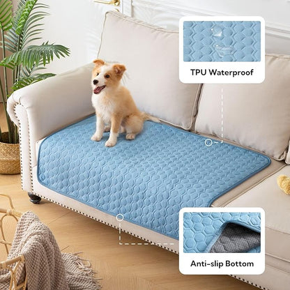 Soulbond Cooling Mat for Small Dogs - 25" x 35" Washable Cooling Mat for Cats, QMAX>0.3, Anti-Slip Bottom, Portable Summer Cool Puppy Bed Pad for Outdoor/Indoor/Cars/Travel Use, Ocean Blue