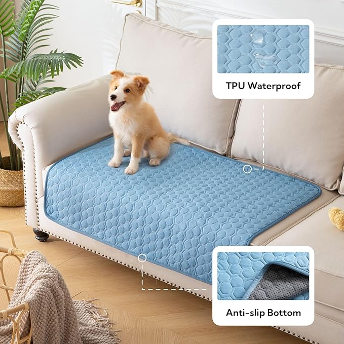 Soulbond Cooling Mat for Medium Dogs - 29"x40" Washable Cooling Pad for Cats, QMAX>0.3, Anti-Slip Bottom, Portable Summer Cool Pet Bed Pad for Outdoor/Indoor/Cars/Travel Use, Ocean Blue