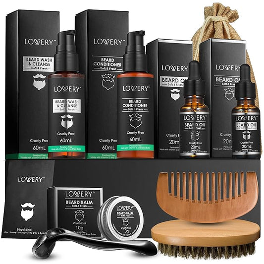 Gifts for Men Beard Grooming Kit, Holiday Gift Beard Kit Set with Beard Oil, Balm, Wash, Brush, Comb & More, Mens Gifts for Him, Dad, Birthday, Boyfriend, Husband, Man
