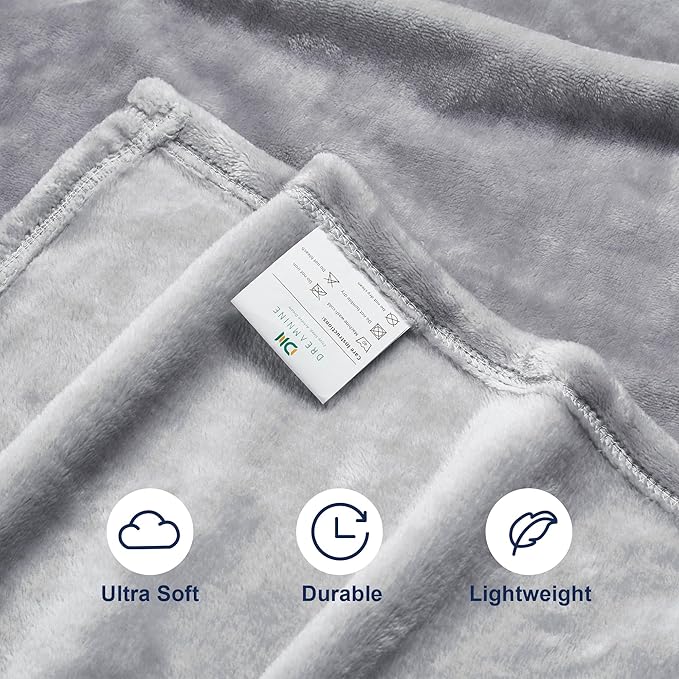 DREAMNINE Pack of 21 Fuzzy Fleece Throw Blanket for Couch Sofa 50" x 60", Decorative Solid Lightweight Velvet Blankets for Chair, Cozy Accent Shaggy Micro Plush Flannel Blanket for Bedroom, Grey