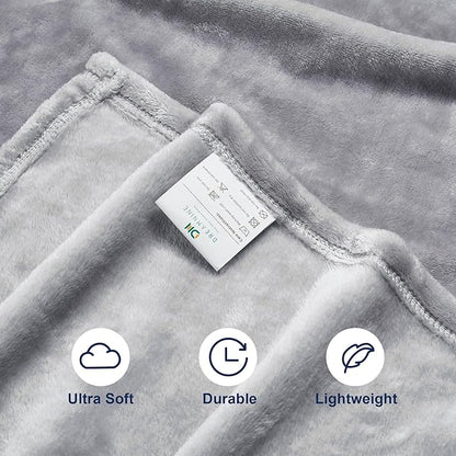 DREAMNINE Pack of 21 Fuzzy Fleece Throw Blanket for Couch Sofa 50" x 60", Decorative Solid Lightweight Velvet Blankets for Chair, Cozy Accent Shaggy Micro Plush Flannel Blanket for Bedroom, Grey