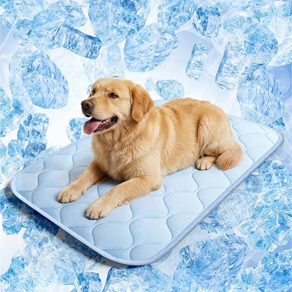 Dog Cooling Mat for Large Dogs, Long-Lasting Cool Pad for Dogs Outdoor & Indoor Use with Ice Silk Fabric & Waterproof Cover, Summer Cooling Pet Bed 36" x 26", Non-Slip Washable Pet Blanket