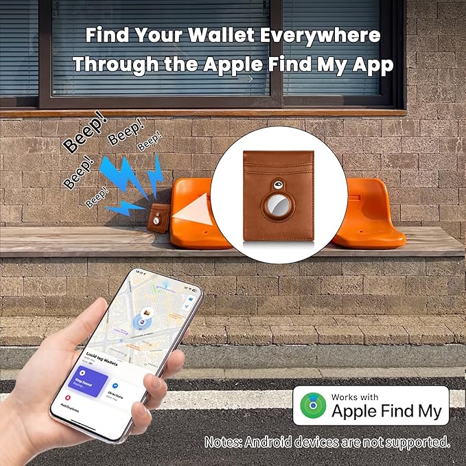 Air Tracker Tag 1-Pack (Brown), Tukio Bluetooth 5.3 Tracker Tag for Apple Find My App(iOS Only), Replaceable Battery, 100dB Alarm Sound, Item Locator Smart Tag for Wallets, Keys, Bag, Luggage and More