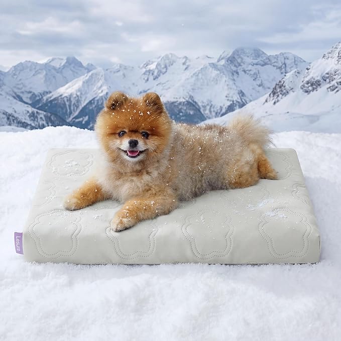 LE SURE Cooling Dog Bed for Small Dogs, Q-Max>0.5 Cooling Mat with Removable Washable Cover, Breathable Orthopedic Egg Crate Foam Summer Pad for Active/Long-Haired/Senior Pets/Cats/Puppy, 23x17 Inch