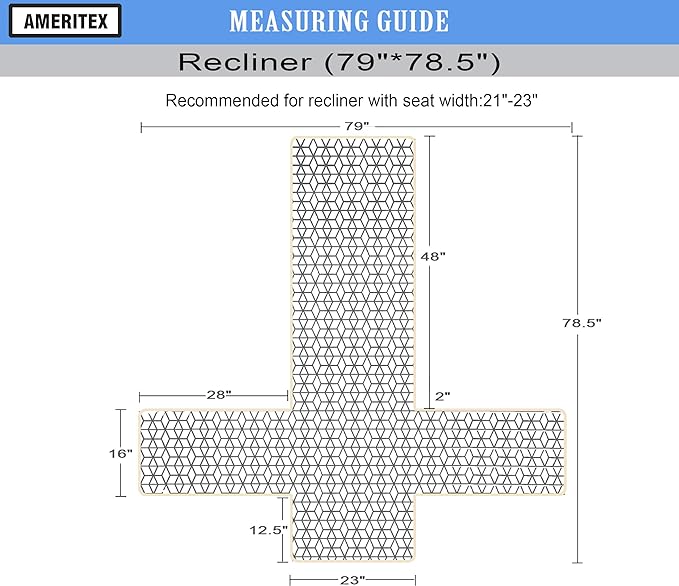 Ameritex Waterproof Nonslip Recliner Cover Christmas Decor Stay in Place, Dog Couch Recliner Cover Furniture Protector for Pets and Kids (Light Grey, 23'')