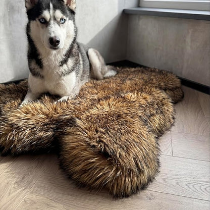 IHAPPYDOG Luxury Faux Fur Orthopedic Dog Bed, Memory Foam Dog Bed for Small, Medium, Large and XL Pets, Fluffy Pet Rug with Waterproof and Washable Cover (Brown, 30"x20")