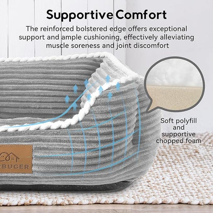 Zerbuger Orthopedic Dog Bed for Medium Dogs,Dog Sofa Beds Supportive Foam Pet Couch Bed with Removable Washable Mat and Nonskid Bottom (Medium, Grey)