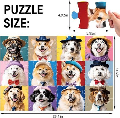 Jumbo Floor Puzzle for Kids,48 Piece Funny Dog Jigsaw Puzzles,Learning Educational Toys for Toddlers Ages 3-5,Puppy Theme Puzzles Children Easter Gift for Boy Girl Ages 4-8