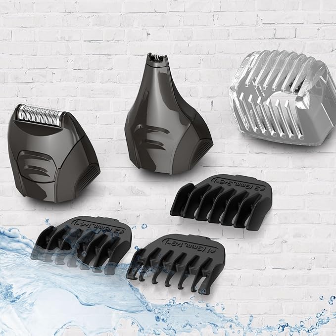 Remington All-in-One Grooming Kit, Lithium Powered, 8 Piece Set with Trimmer, Men's Shaver, Clippers, Beard and Stubble Combs, PG6025, Black