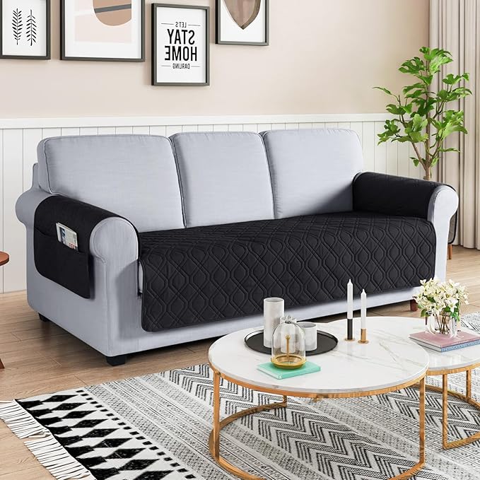 VANSOFY Couch Cover, Waterproof Sofa Covers Washable Slipcover Furniture Protector Couch Seat Covers Non-Slip Couch Cover for Dogs, Pets(Sofa, Black)