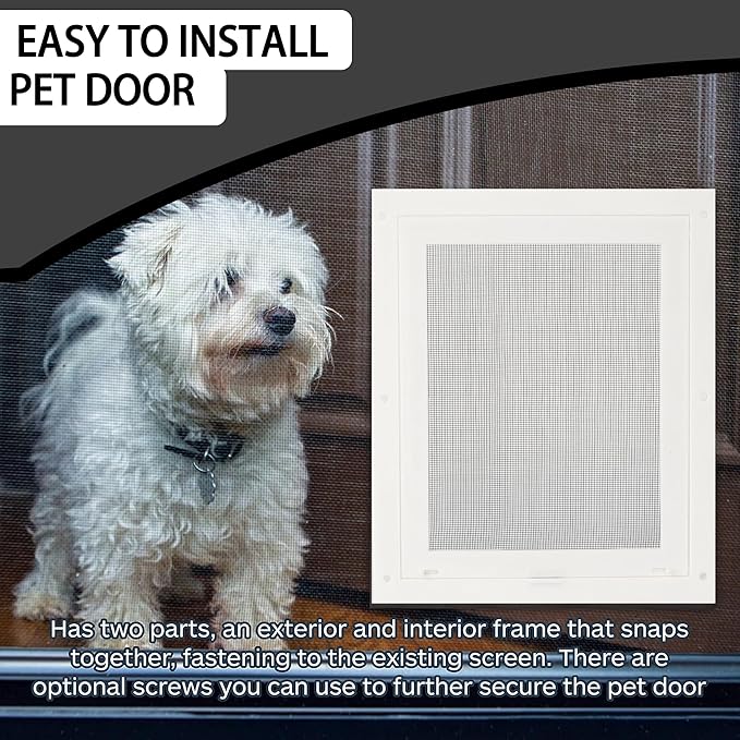 TonGass 7.87" x 9.84" Pet Screen Door Flap Compatible with Doggy Fits Dogs & Cats Under 30 Lbs, Small Dog Doors Flaps, Cat Screen Window Door Flap for Exterior Porch Screen and Window Screen - White