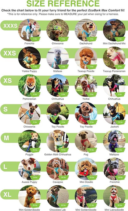 EcoBark Step in Dog Harness Reflective Soft Ultra Padded Mesh Dog Harnesses for XXS, XS, Small, and Medium Dogs Eco-Friendly Comfort Secure Halter No Pull Adjustable Pet Vest