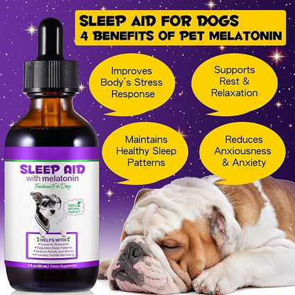 Dog Melatonin, Melatonin for Dogs, Liquid Melatonin for Dogs Supports Relaxation, Reduce Anxiety and Stress, Promotes Overall Well-Being, Dog Herbal Supplement