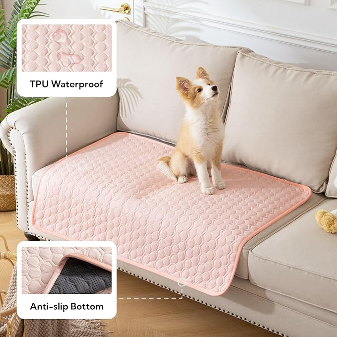 Soulbond Cooling Mat for Large Dogs - 40"x50" Washable Cooling Pad for Puppy, QMAX>0.3, Anti-Slip Bottom, Portable Summer Pet Cool Kennel Bed Pad for Outdoor/Indoor/Cars/Travel Use, Pink