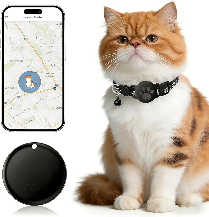 Pet Tracker,GPS Collar for Cats (iOS Only) Smart tag,Waterproof Compatible with Apple Find My,No Monthly Fee,Advanced Tracking Solution Smart Collar for Pet Safety Ideal Small Large Cats