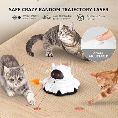 MIKK Cat Laser Feather Toy 2-in-1 Interactive for Indoor Cats Automatic with Remote Control USB-C Rechargeable, No Batteries Needed, Easy Setup, Multi-Cat Use Electronic Kitten Exercise Toy