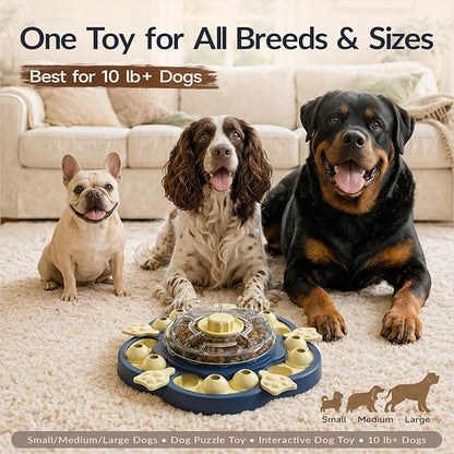 KADTC Dog Puzzle Toy, 3 Levels of Step-by-Step Challenge, Spin to Release Treat Dispenser, Slow Feeder & Mental Stimulation Enrichment Toy for Small Medium Large Dogs