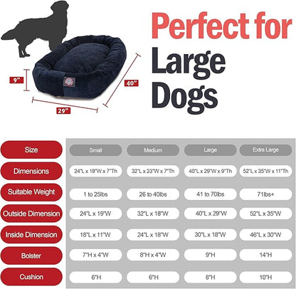 Majestic Pet Large Dog Bed, Washable Orthopedic Donut Cuddle Bed for Big Dogs, Calming Pet Bed with Bolster Support,Micro-Velvet Villa Navy Blue 40x29x9 Inch