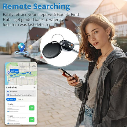 Tracker Smart Tags-4 Pack for Android, Bluetooth Tracker Works with Google’s Find Hub | Android Only | Replaceable Battery | Water- Resistance (1Black)