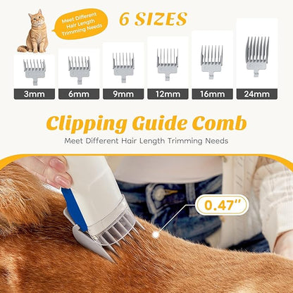 NEWBULIG 5-in-1 Pet Grooming Vacuum Kit, 2.5L Dust Cup, 3 Suction Modes and 5 Groomer Tools, Dog Clippers with Cordless Low Noise for Cats, Dogs Other Animals Hair Trimmer