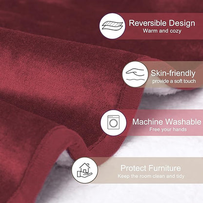 gogobunny Waterproof Pet Blanket for Small Dogs and Cats, Reversible Sherpa Fleece Soft Plush Throw for Couch Protection, Washable Furniture Protector (Romantic Red, 30x40 inches)