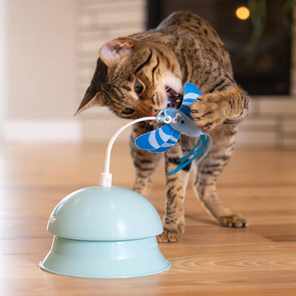 Catstages 2-in-1 Flutter Dome Electronic Cat Toy – Plush Motion Toy for Indoor Cats, Ball Track Add-On, Blue