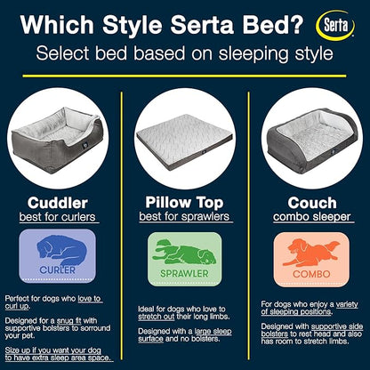 Serta Orthopedic Cuddler Dog Bed for Pets – Slate Gray (X-Large)