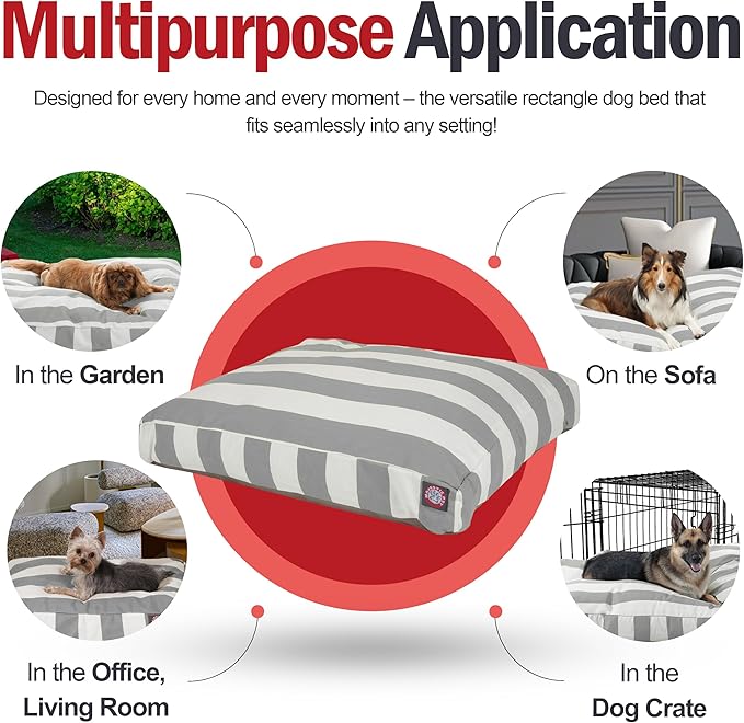 Majestic Pet Rectangle Small Dog Bed Washable – Non Slip Comfy Pet Bed – Dog Crate Bed with Removable Washable Cover – Dog Kennel Bed for Sleeping - Dog Bed Small Breed 27x20x4 Inch – Gray