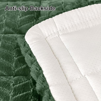 Smiry Non Slip Couch Covers for Dogs, Fuzzy Pet Couch Covers for 2 Cushion Sofa Pet Friendly, Soft Sofa Loveseat Slipcovers Cushion Furniture Protector Washable (Dark Green, 27.6" x 47")