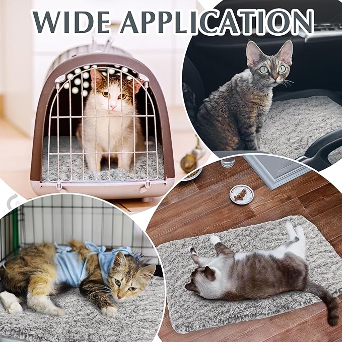 Drydiet 4 Pack Self Warming Cat Pads Self Heating Cat Mat Washable Homeless Dogs Thermal Pads Kennel Pad Reflects Body Heat Warm Crate Bed Mat for Indoor Outdoor Pet(Gray,22 x 35 Inch)