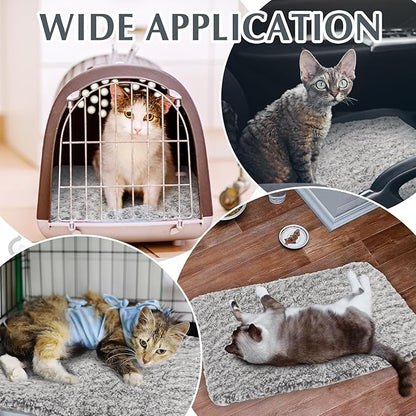 Drydiet 4 Pack Self Warming Cat Pads Self Heating Cat Mat Washable Homeless Dogs Thermal Pads Kennel Pad Reflects Body Heat Warm Crate Bed Mat for Indoor Outdoor Pet(Gray,22 x 35 Inch)