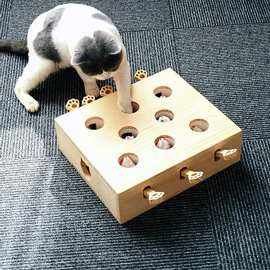 Interactive Wooden Cat Toy, Engaging and Durable Play for Cats and Kittens, Keeps Pets Entertained and Stimulated, Natural Wood Design, Perfect for Indoor Exercise and Fun - Pet Gift Idea