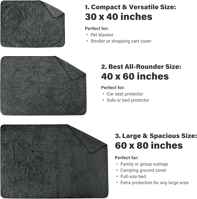 Catalonia Waterproof Pet Blanket for Sofa, Bed & Couch - Reversible Leakproof Fleece Furniture Protector Cover - Liquid Pee Proof Dog Cat Blanket for Small Medium Large Pets, Grey, 40" x 60"