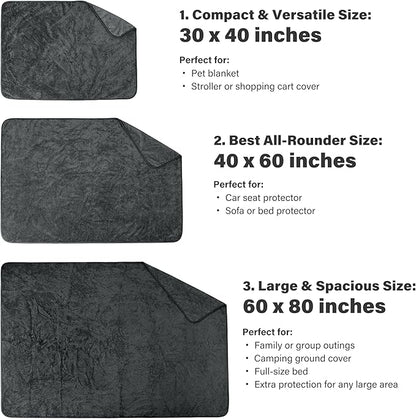 Catalonia Waterproof Pet Blanket for Sofa, Bed & Couch - Reversible Leakproof Fleece Furniture Protector Cover - Liquid Pee Proof Dog Cat Blanket for Small Medium Large Pets, Grey, 40" x 60"