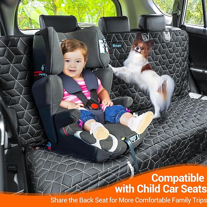 Meginc Bench Dog Car Seat Covers for SUV, Waterproof Dog Seat Cover for Back Sea, Dog Seat Cover Protector for Suvs,Cars,Trucks, Heavy Duty Non-Slip Split Bench, Pet & Kid Proof (52" W)