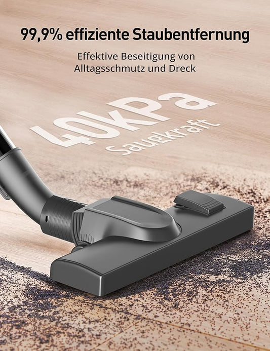 Aspiron Canister Vacuum, 1600W/40KPA Canister Bagged Vacuum, 4QT Dust Bag, H13 HEPA Filter, 5 Tools, Pet-Friendly,Variable Power Control,for Carpets, Hardwood Floors, Stairs, Pet Hair, Household
