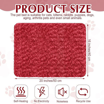 Drydiet 4 Pack Self Warming Cat Pads Self Heating Cat Mat Washable Homeless Dogs Thermal Pads Kennel Pad Reflects Body Heat Warm Crate Bed Mat for Indoor Outdoor Pet(Red,16 x 20 Inch)