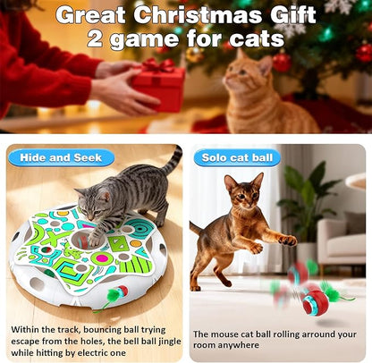 Oxawo Cat Toys Interactive Maze Game Mouse Catching for Indoor Cats (White, Large)