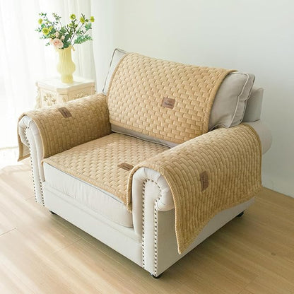 Couch Covers for Dogs Washable, Velvet Dog Couch Cover Protector, Fuzzy Plush Pet Sofa Cover for Single Sofa, Sofa Covers for Pets(1,Light Brown,27.6"x27.6",Single Seater)