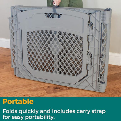 MyPet North States Petyard Plus: 3 Ft. Wide Folding Dog Playpen Indoor or Outdoor. 4-Panel Freestanding Play Pen Dog Gate Made in USA. 26" Tall, Fieldstone